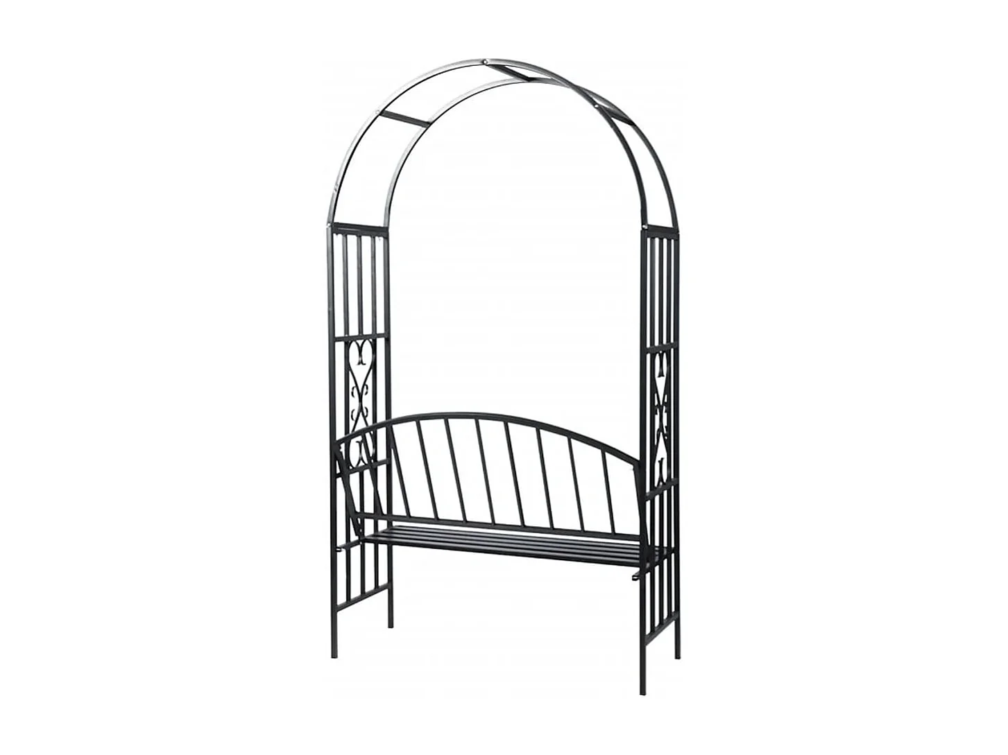 Voûte à roses de jardin avec banc