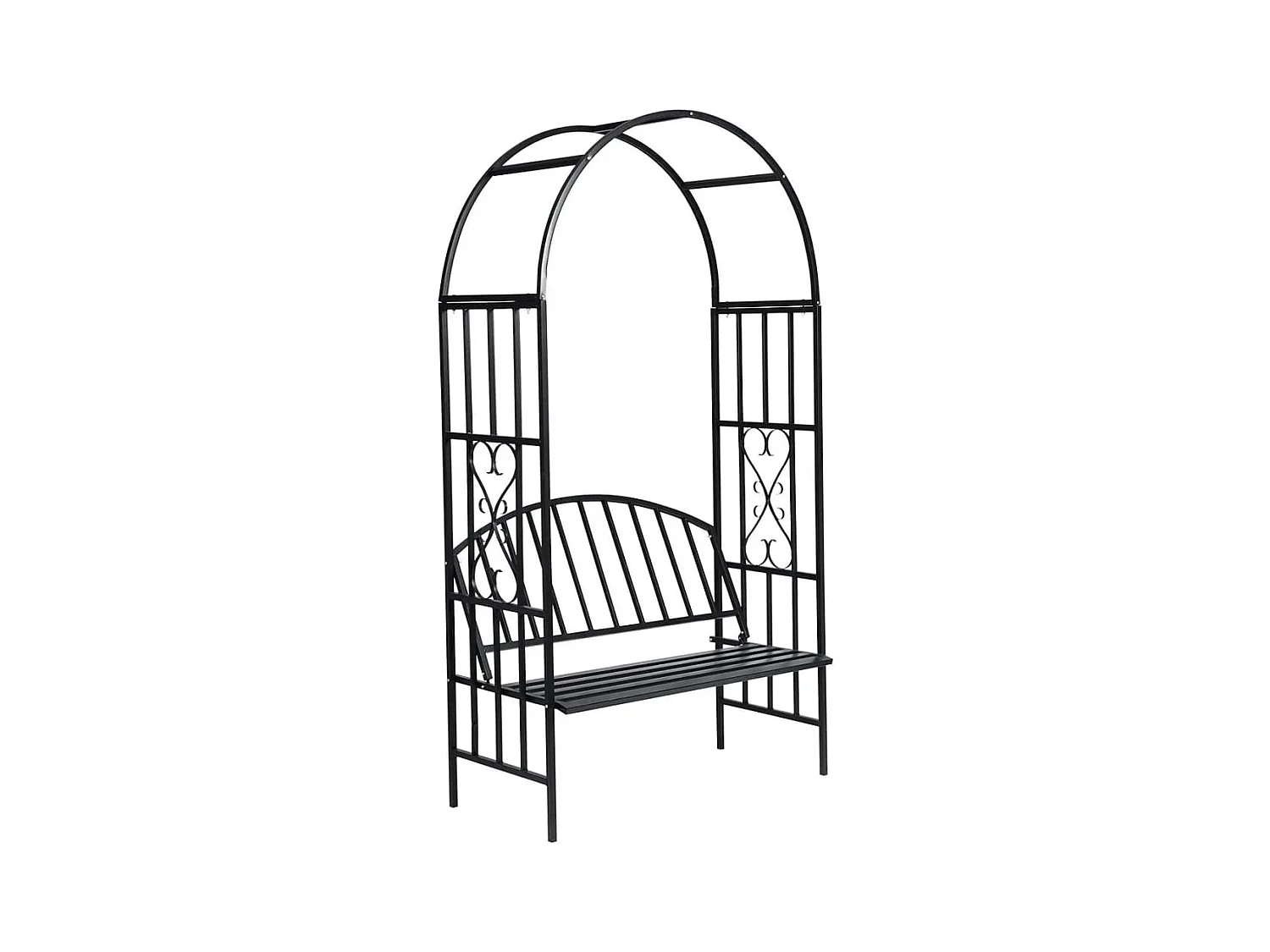 Voûte à roses de jardin avec banc