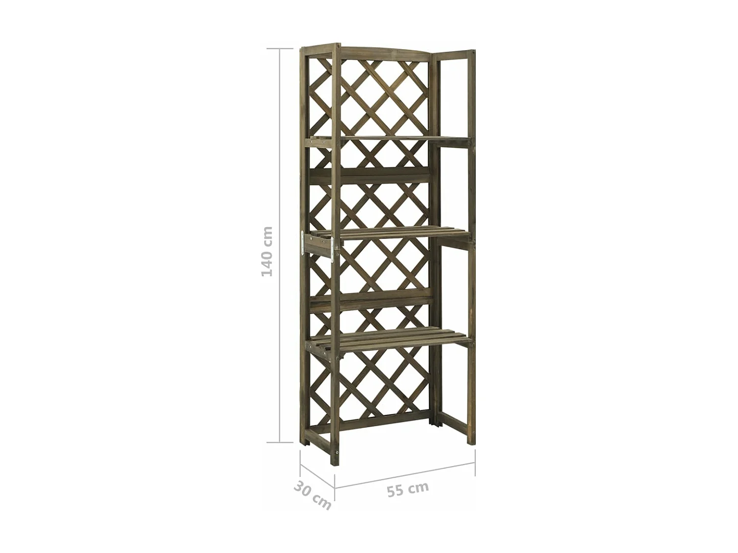 Treillis avec étagères Gris 55x30x140 Bois de sapin massif