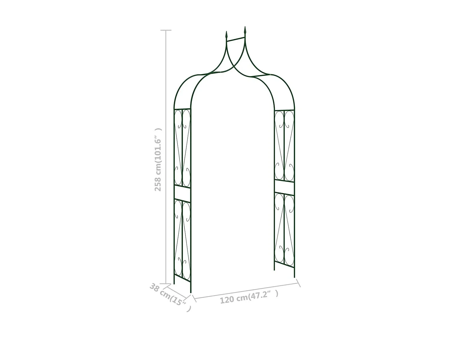 Voûte de jardin Vert foncé 120x38x258 Fer