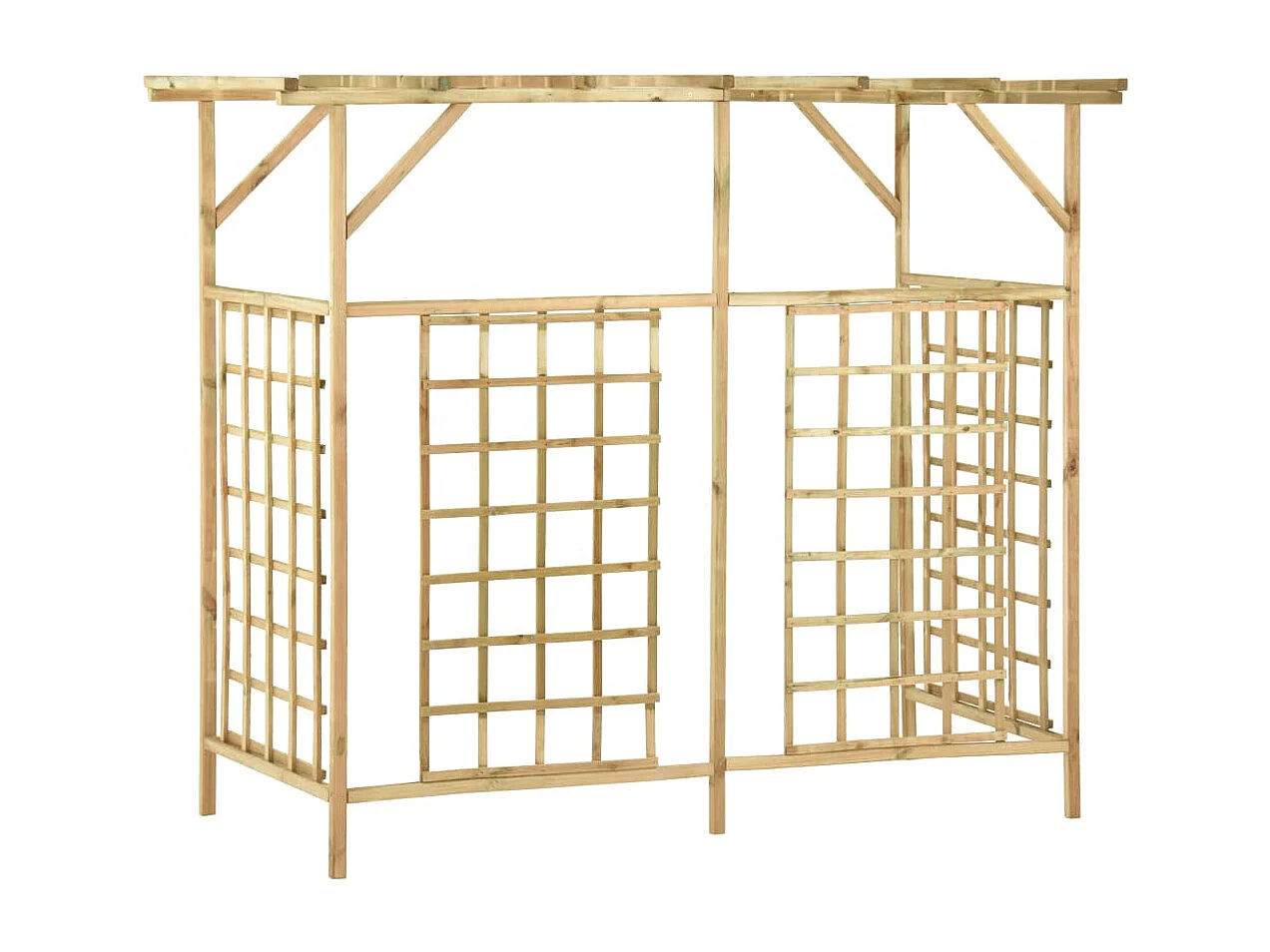 Pergola de jardin pour poubelles triples Bois de pin imprégné