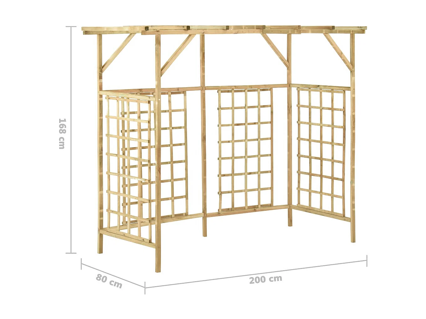 Pergola de jardin pour poubelles triples Bois de pin imprégné