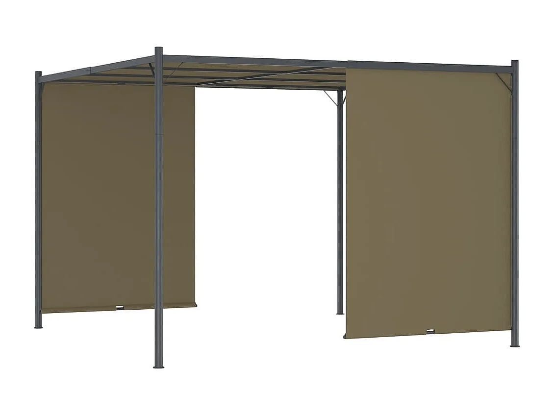 Pergola de jardin avec auvent rétractable 3x3 m Taupe 180 g-m²