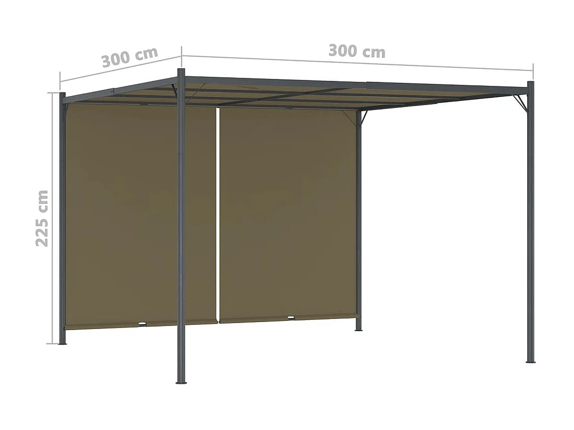 Pergola de jardin avec auvent rétractable 3x3 m Taupe 180 g-m²