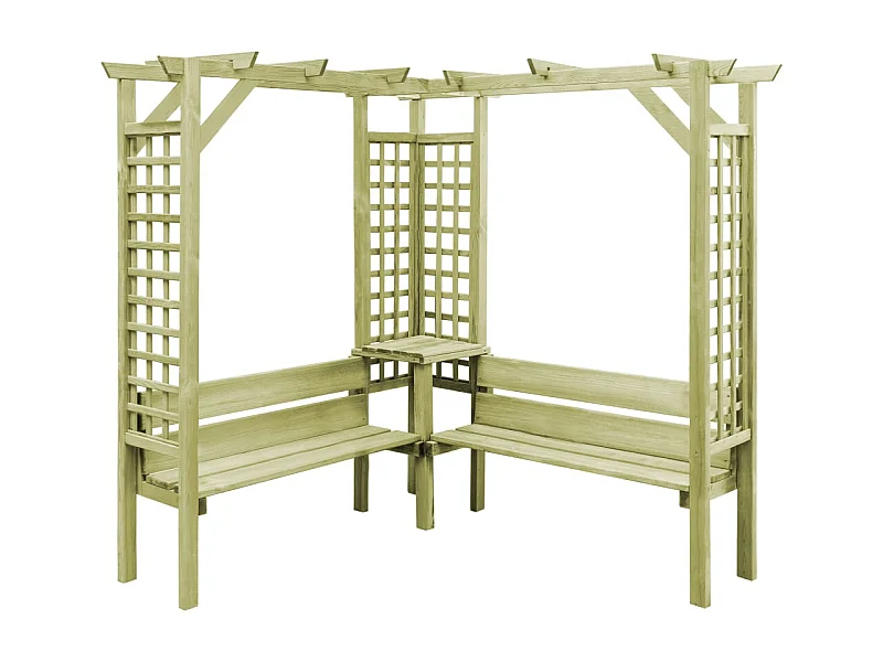 Pergola d'angle avec banc Bois de pin imprégné