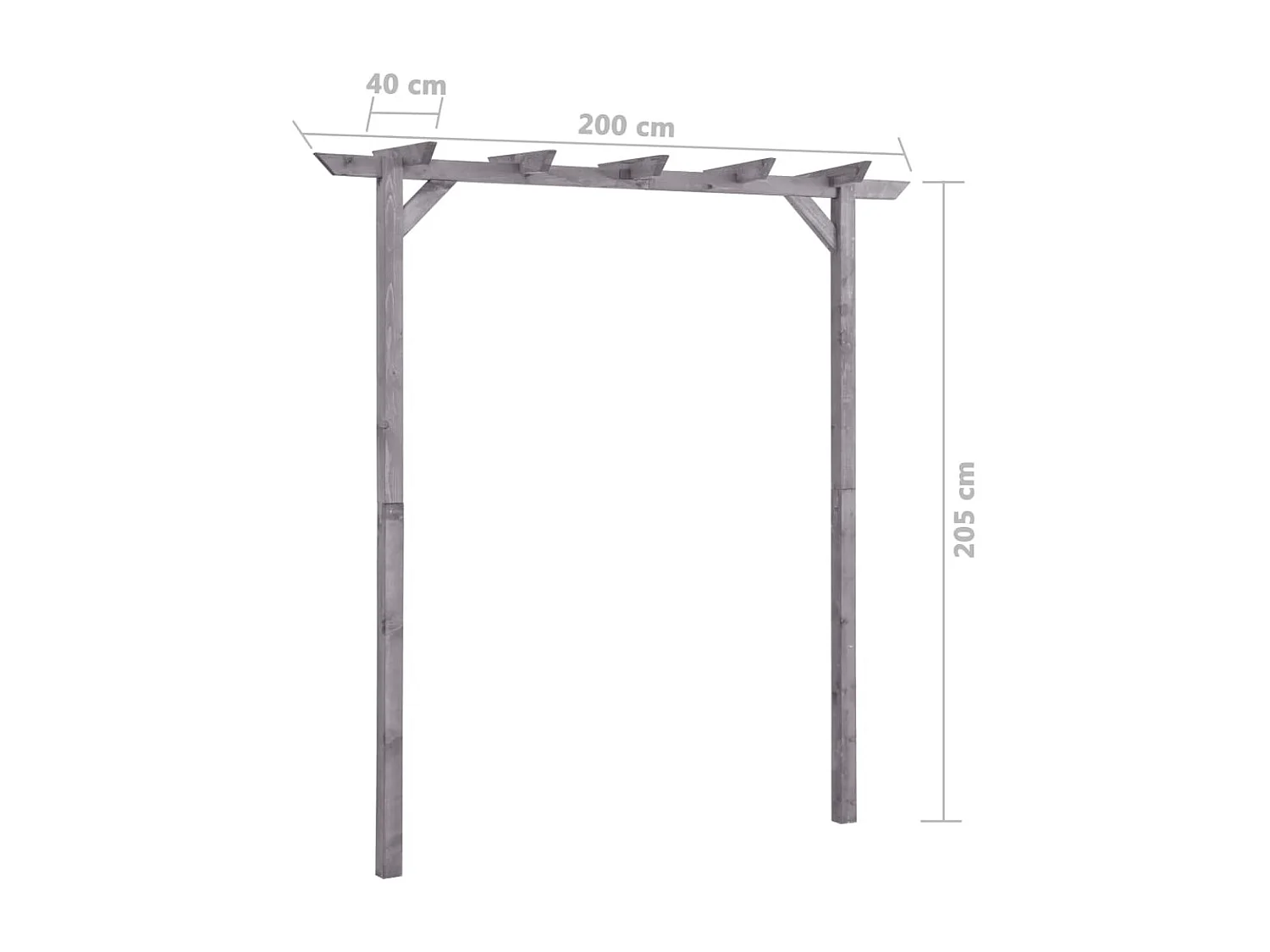 Pergola de jardin Gris 200x40x205 Bois de pin imprégné