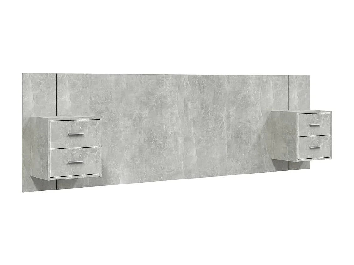 Tête de lit avec armoires Gris béton Bois d'ingénierie