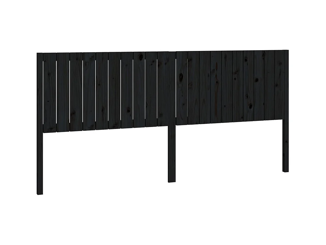 Tête de lit Noir 205,5x4x100 Bois massif de pin 2