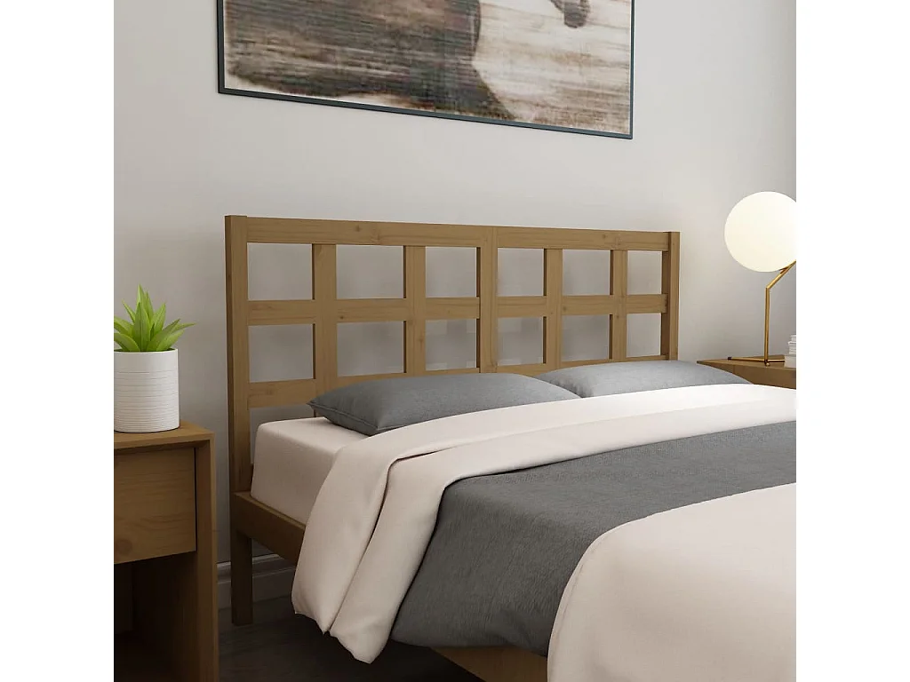 Tête de lit Marron miel 156x4x100 Bois massif de pin 2