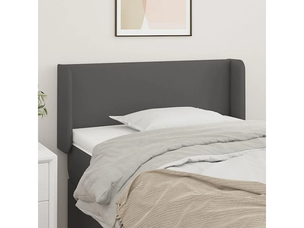 Tête de lit avec oreilles Gris 83x16x78-88 Similicuir