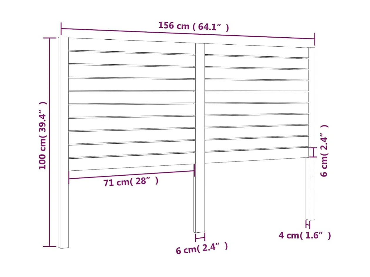 Hoofdbord 156x4x100 cm massief grenenhout
