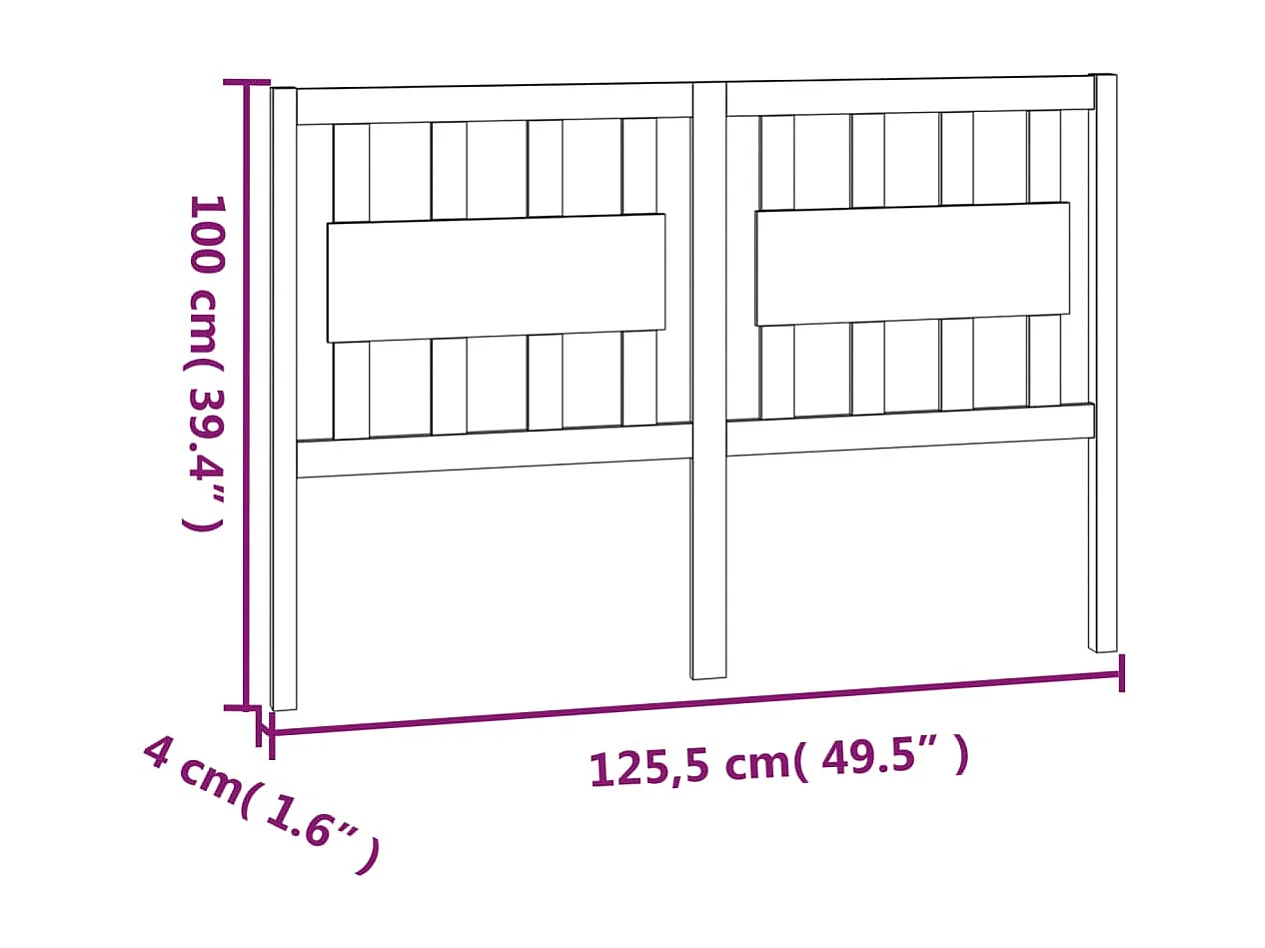 Tête de lit Blanc 125,5x4x100 Bois massif de pin