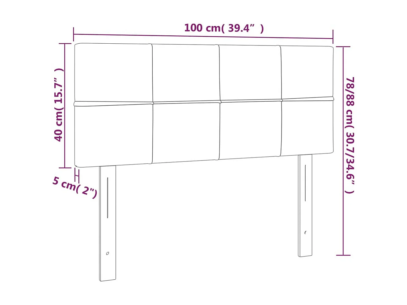 Tête de lit Noir 100x5x78-88 Tissu