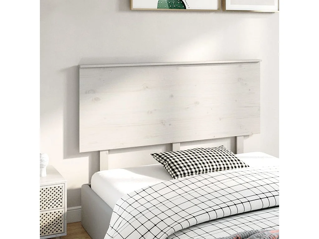 Tête de lit Blanc 144x6x82,5 Bois massif de pin