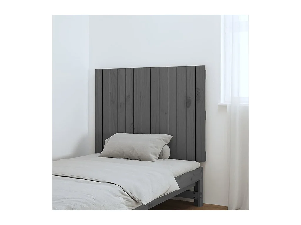 Tête de lit murale Gris 82,5x3x60 Bois massif de pin