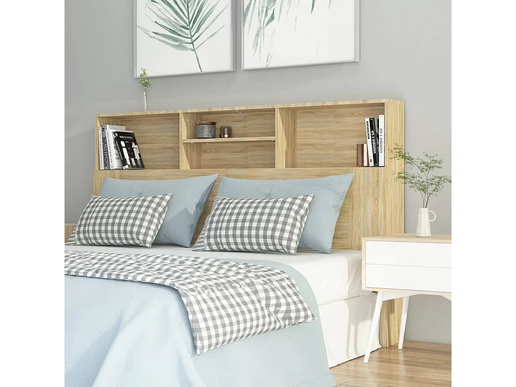 Tête de lit avec rangement Chêne sonoma 160x19x103,5