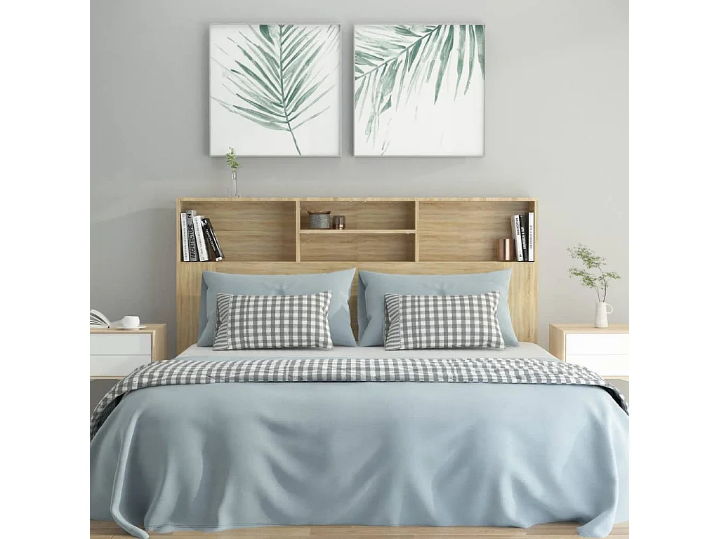 Tête de lit avec rangement Chêne sonoma 160x19x103,5