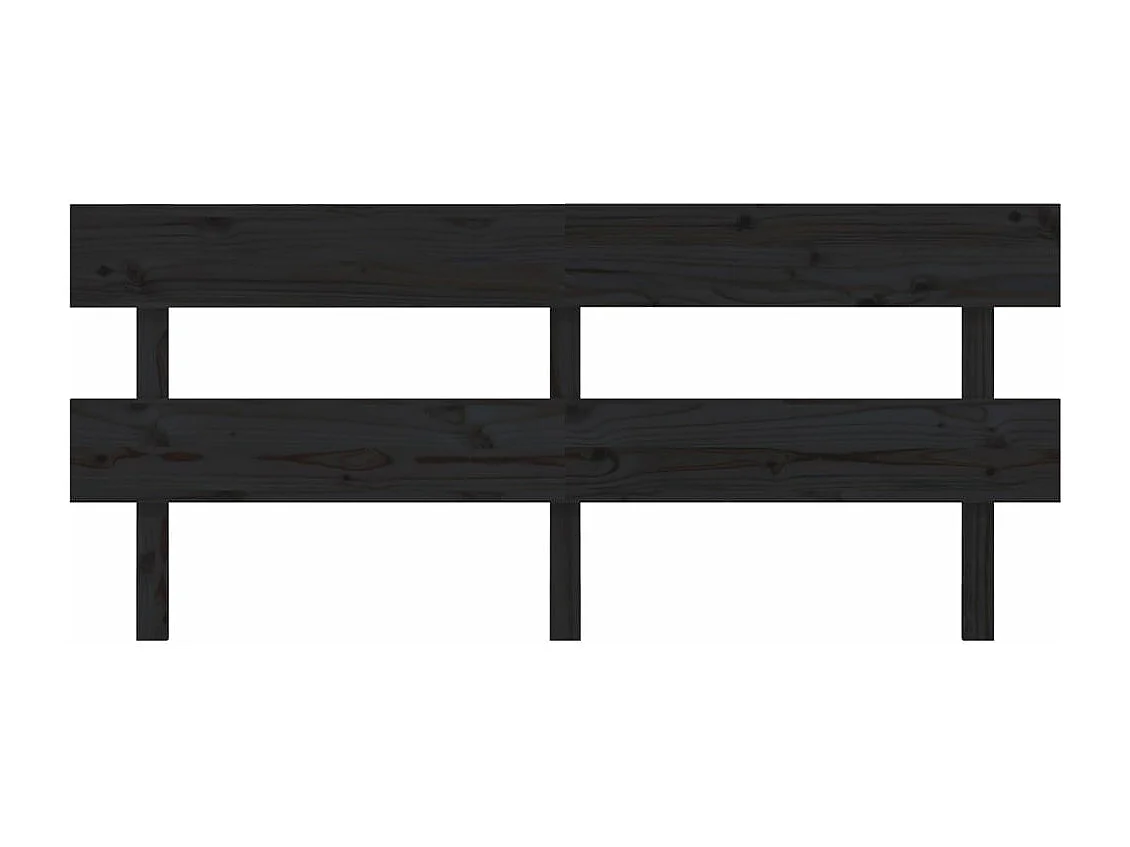 Tête de lit Noir 184x3x81 Bois massif de pin
