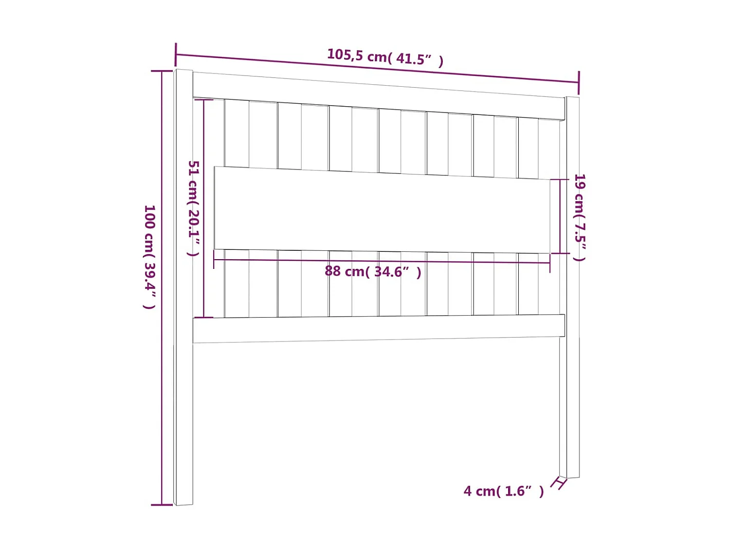 Tête de lit 105,5x4x100 Bois massif de pin