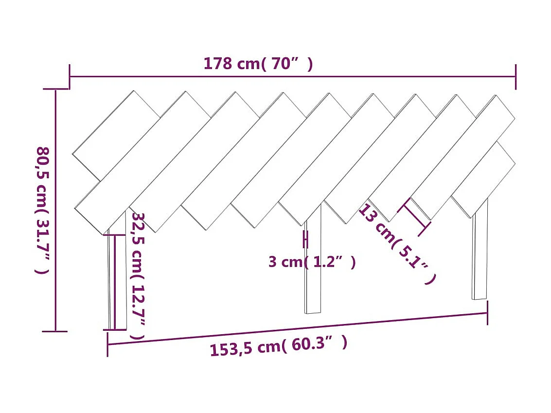 Tête de lit Gris 178x3x80,5 Bois massif de pin