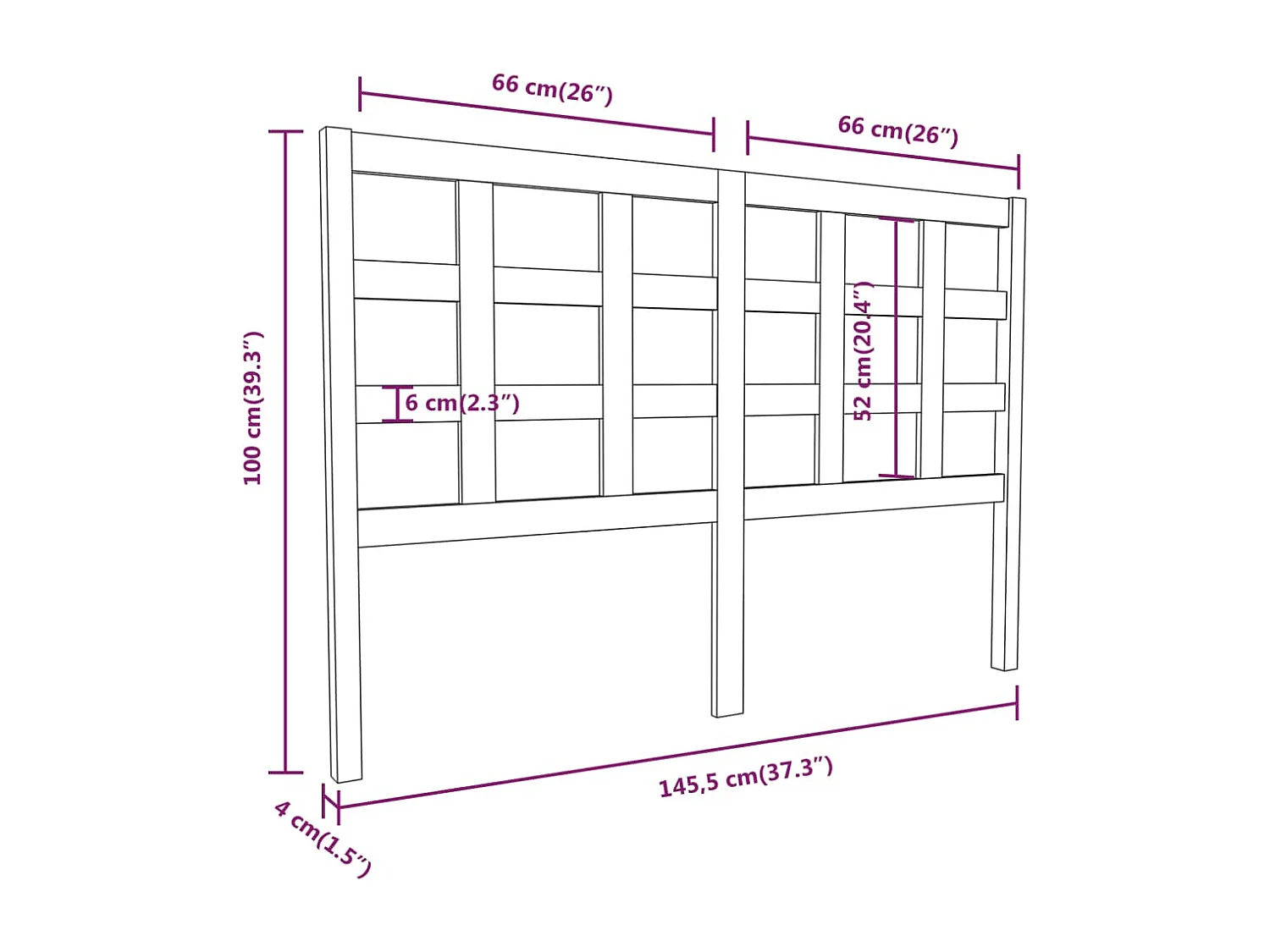 Tête de lit 145,5x4x100 Bois massif de pin