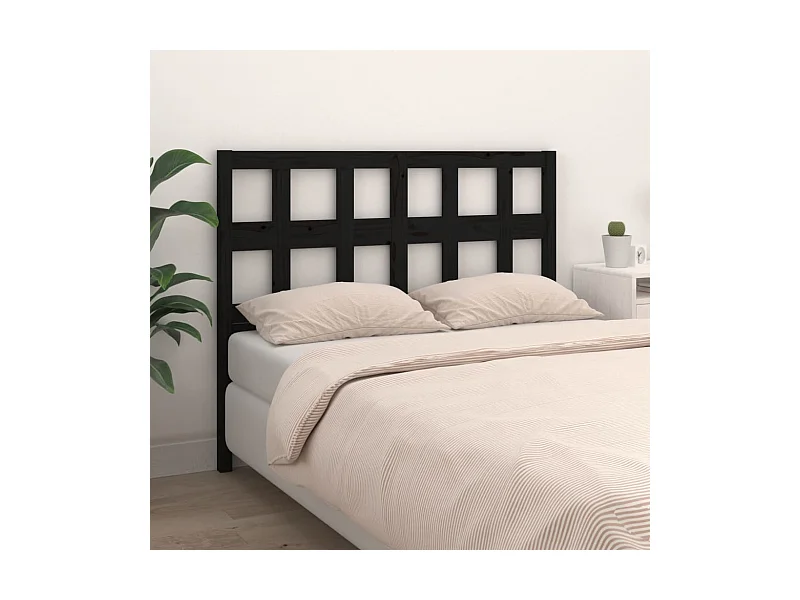 Tête de lit Noir 125,5x4x100 Bois massif de pin