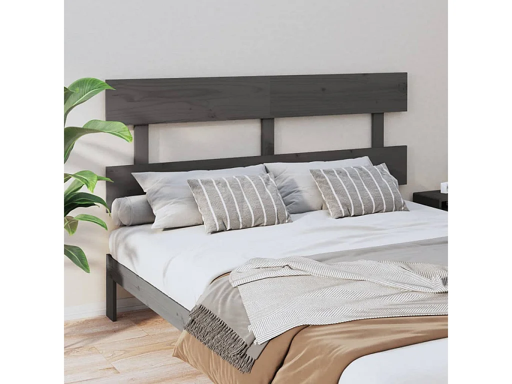 Tête de lit Gris 154x3x81 Bois massif de pin