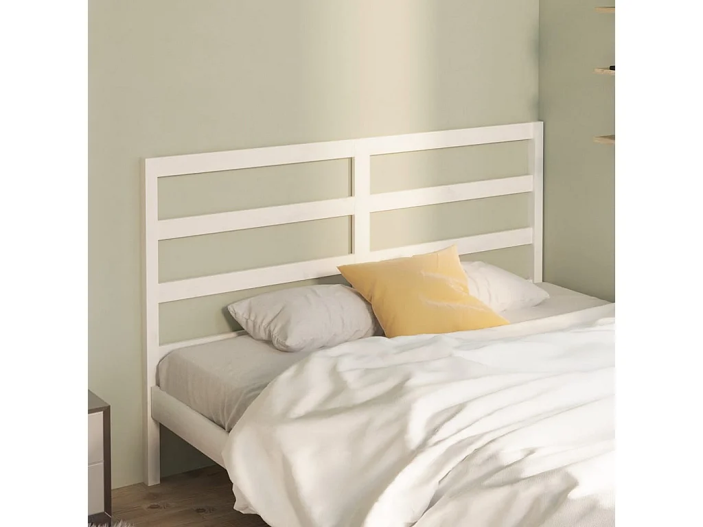 Tête de lit Blanc 166x4x100 Bois massif de pin 4