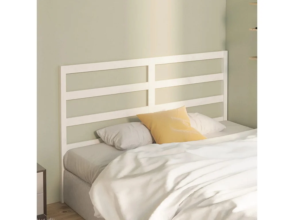 Tête de lit Blanc 166x4x100 Bois massif de pin 4