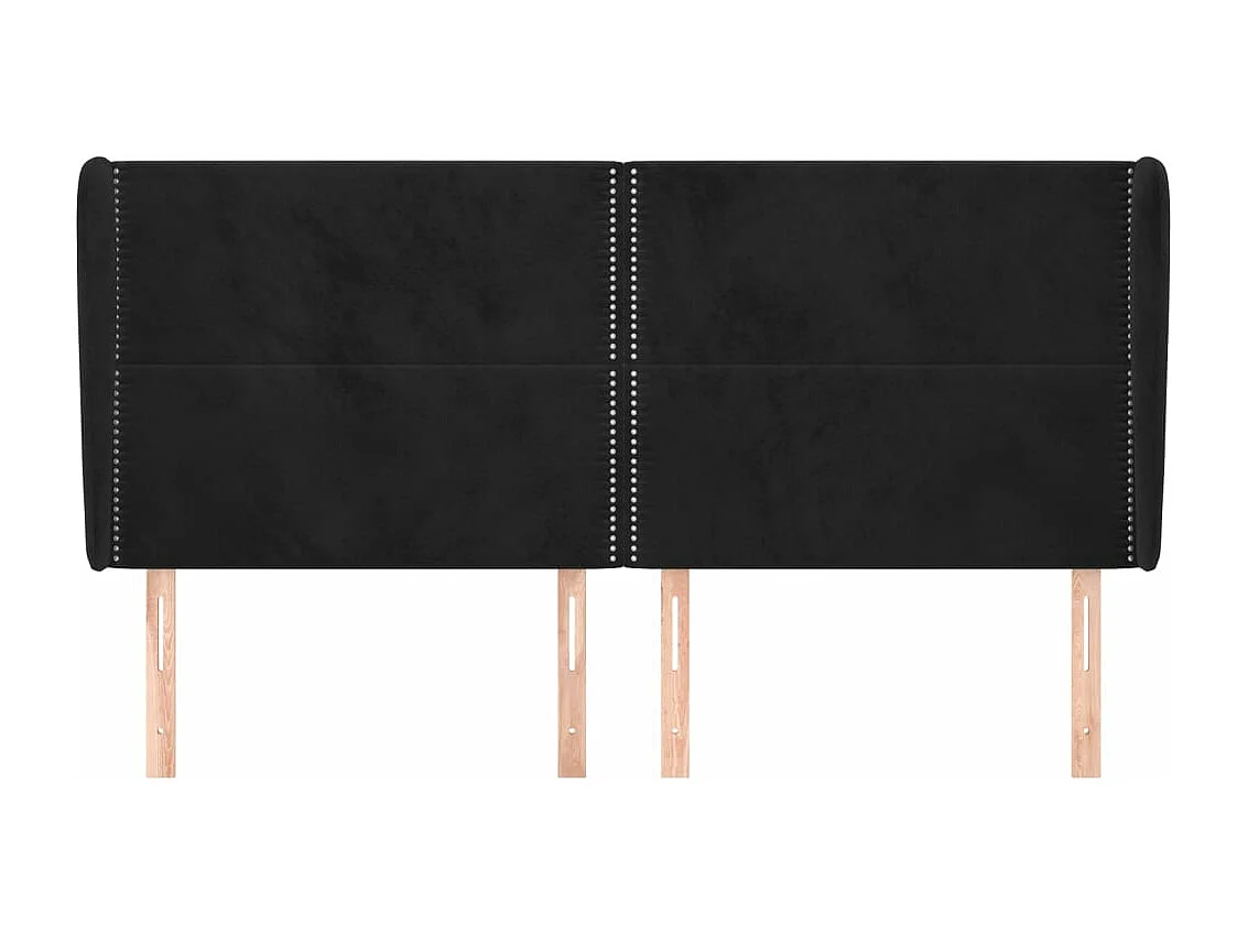 Tête de lit avec oreilles Noir 183x23x118-128 Velours