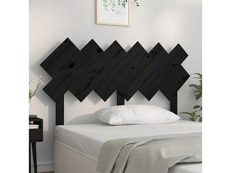 Tête de lit Noir 132x3x81 Bois massif de pin