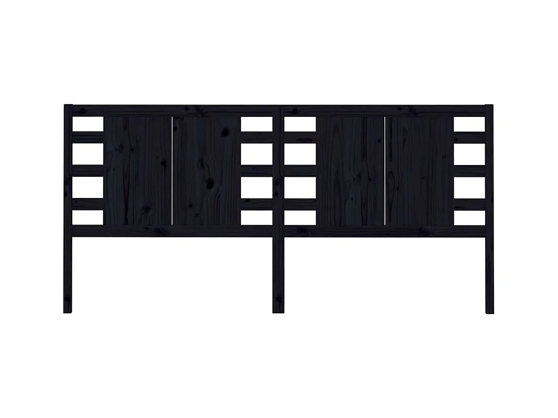Tête de lit Noir 166x4x100 Bois massif de pin 2