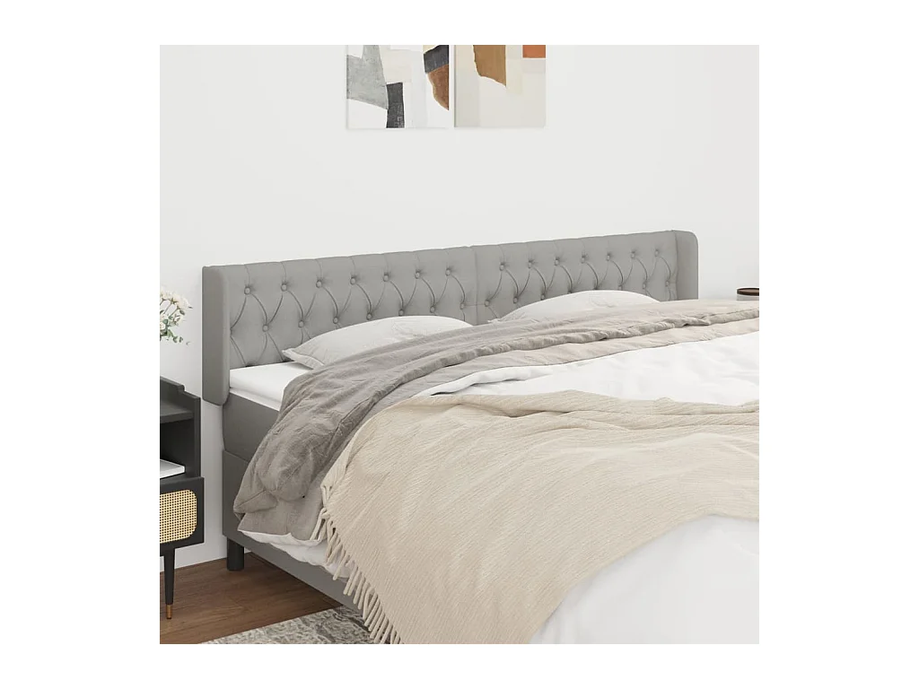 Tête de lit avec oreilles Gris clair 203x16x78-88 Tissu