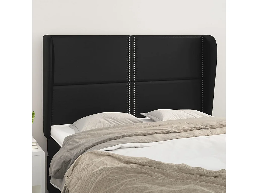 Tête de lit avec oreilles Noir 147x23x118-128 Similicuir Varkilo