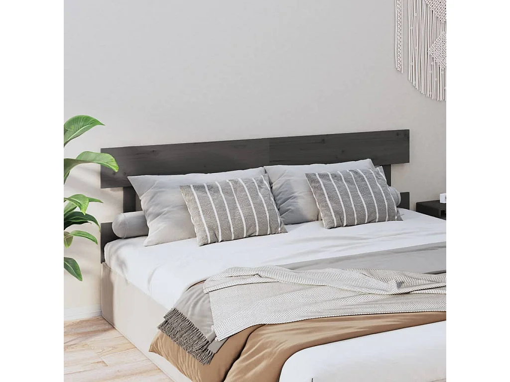 Tête de lit Gris 204x3x81 Bois massif de pin