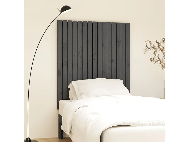 Tête de lit murale Gris 95,5x3x110 Bois massif de pin