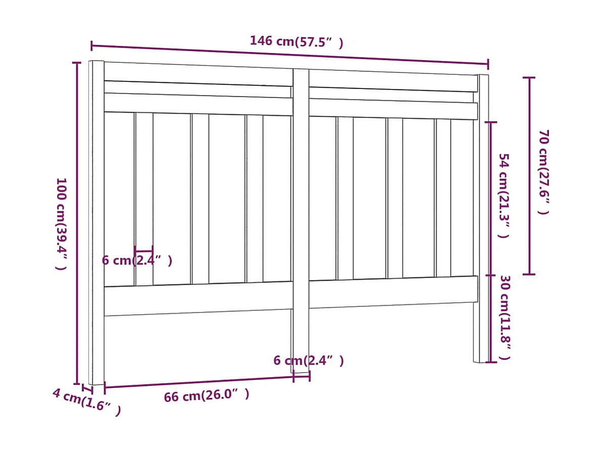Tête de lit Marron miel 146x4x100 Bois massif de pin