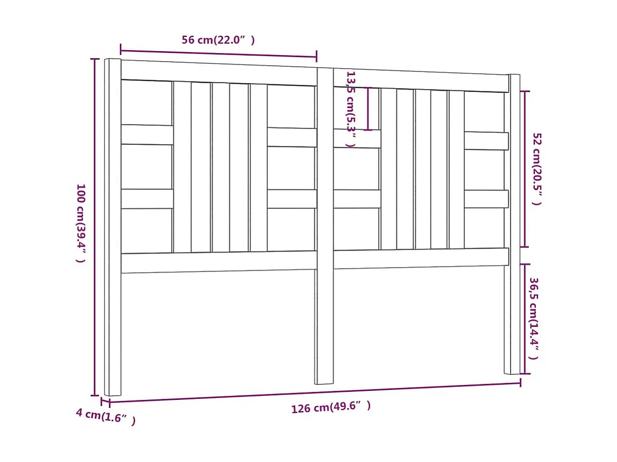 Tête de lit Gris 126x4x100 Bois massif de pin
