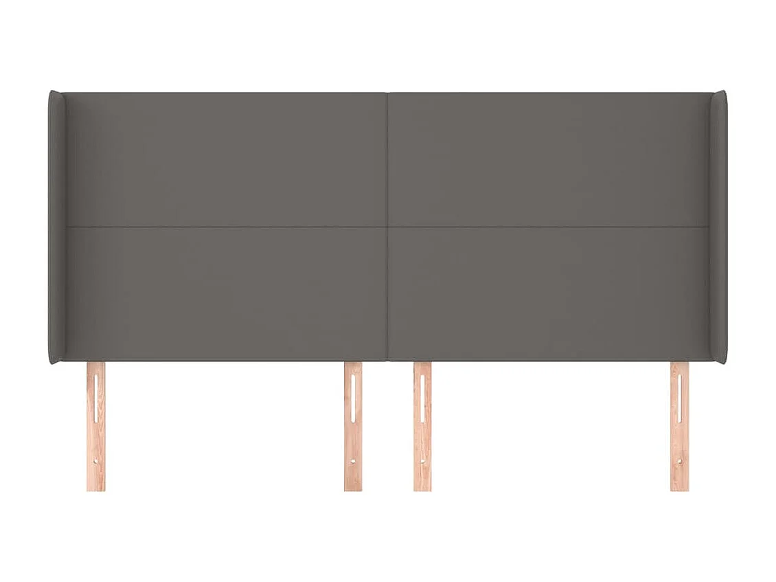 Tête de lit avec oreilles Gris 203x16x118-128 Similicuir