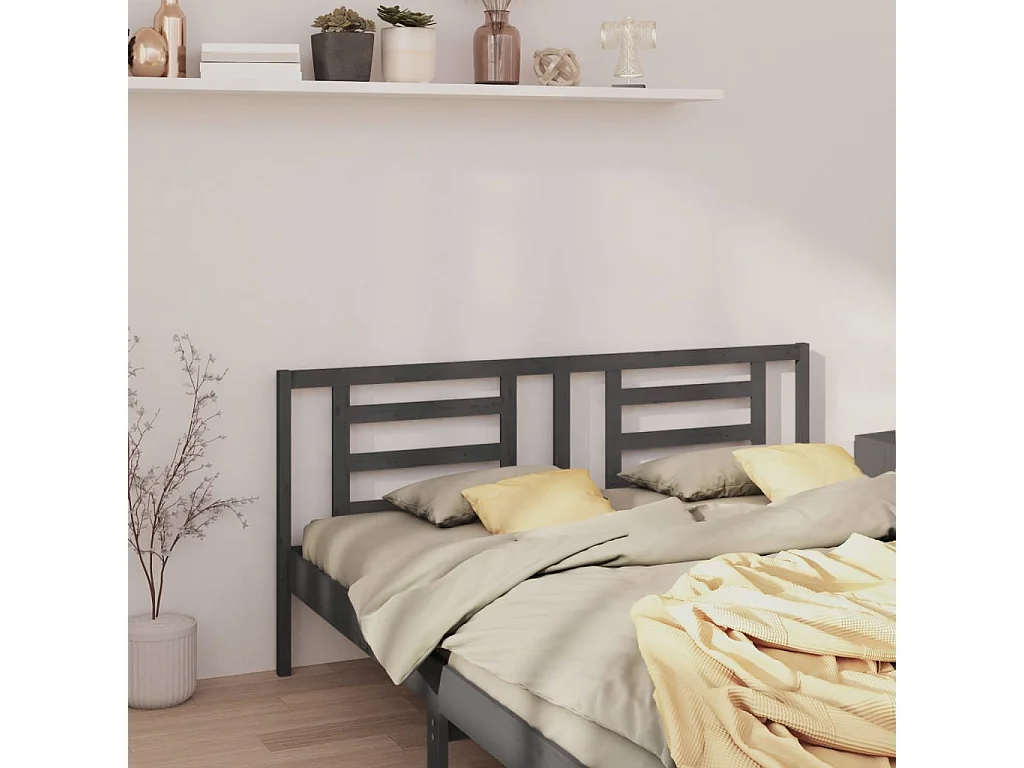Tête de lit Gris 186x4x100 Bois de pin massif