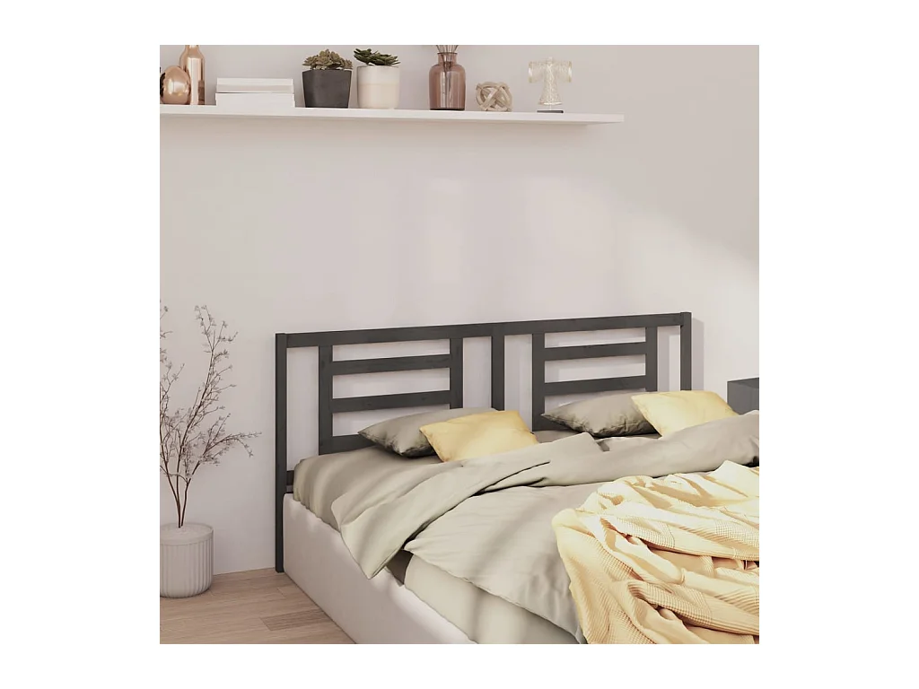 Tête de lit Gris 186x4x100 Bois de pin massif