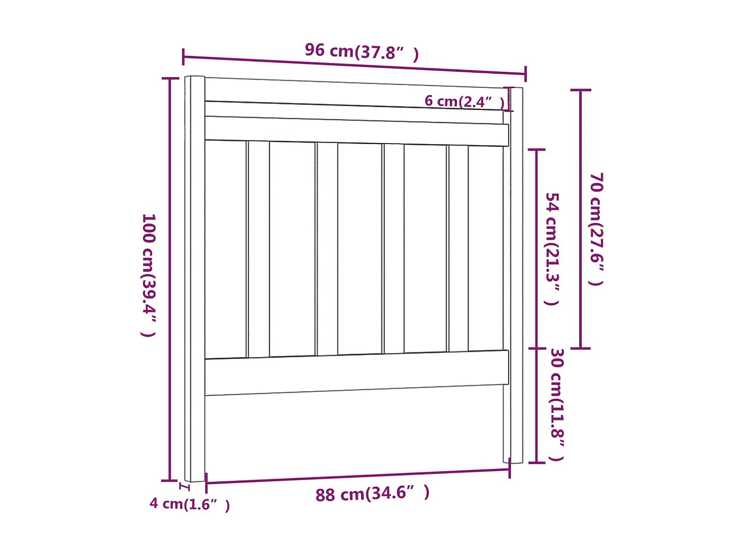 Tête de lit 96x4x100 Bois massif de pin