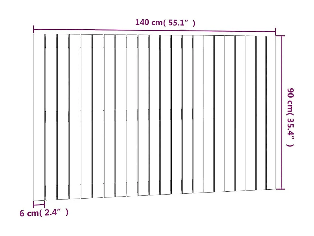 Tête de lit murale Marron miel 140x3x90 Bois massif de pin