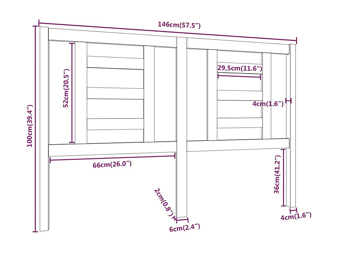 Tête de lit 146x4x100 Bois massif de pin
