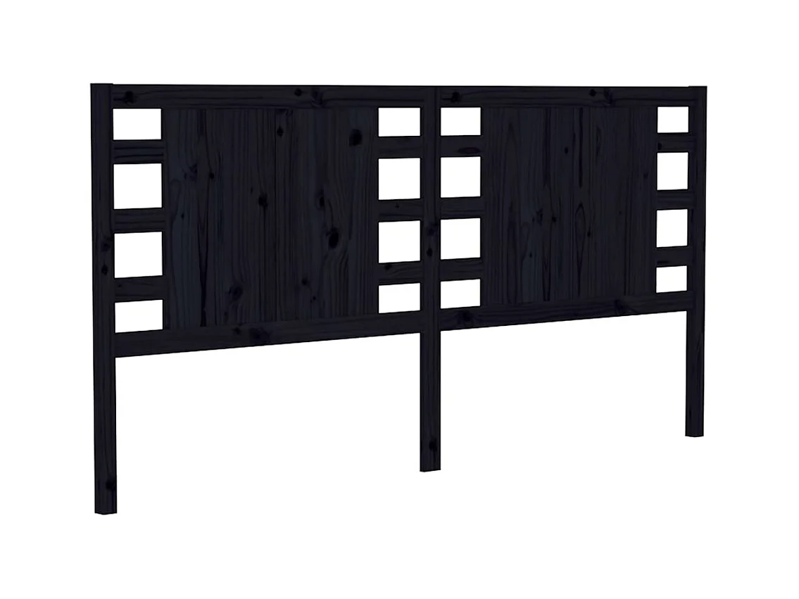 Tête de lit Noir 206x4x100 Bois massif de pin 2