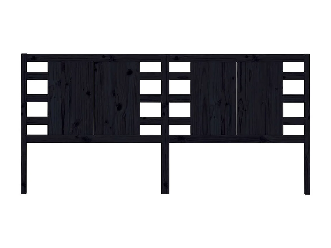 Tête de lit Noir 206x4x100 Bois massif de pin 2