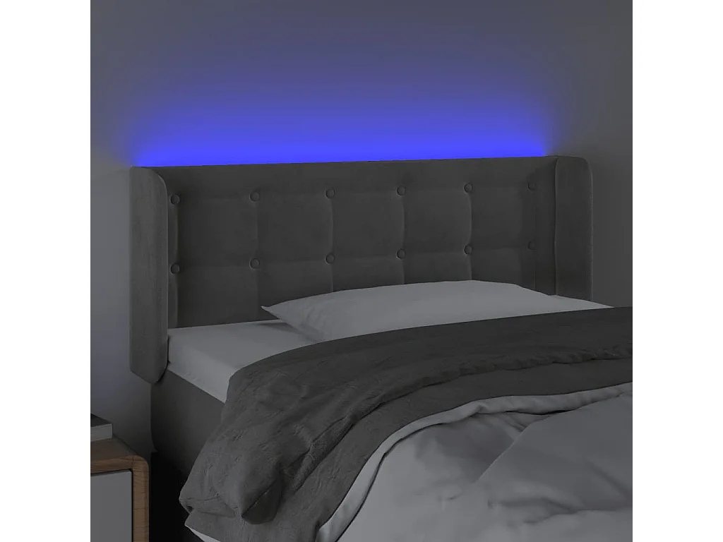 Tête de lit à LED Gris clair 83x16x78-88 Velours