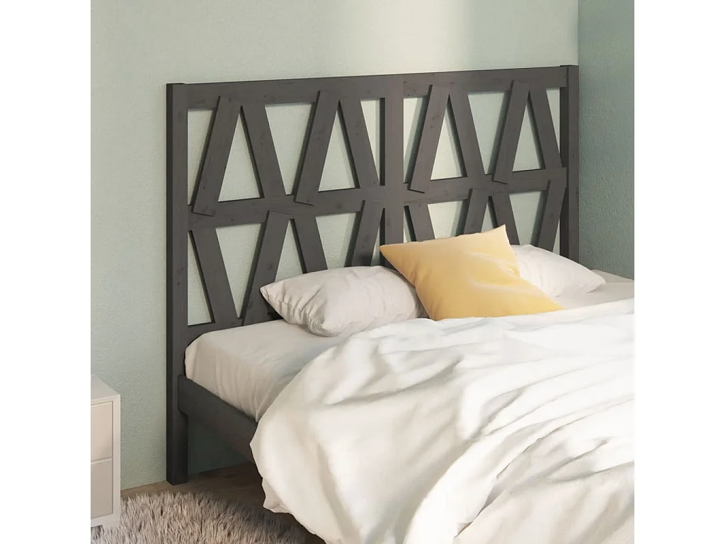 Tête de lit Gris 126x4x100 Bois massif de pin 3