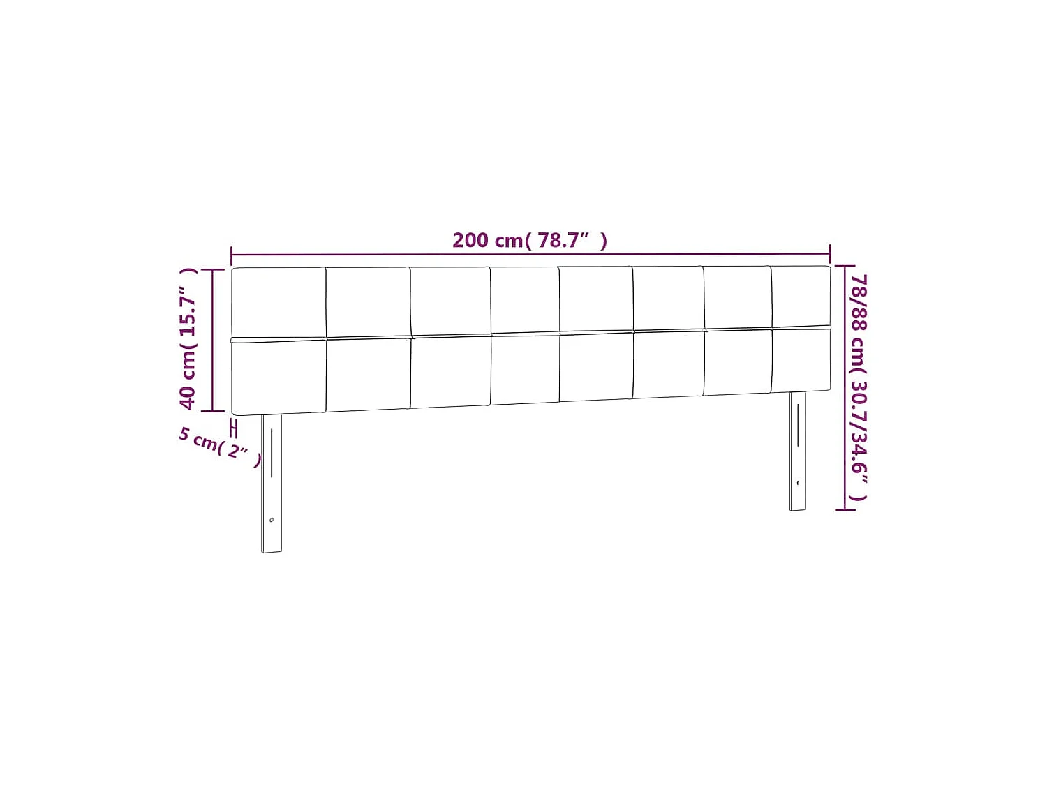 Têtes de lit 2 pcs Marron Foncé 100x5x78-88 Tissu