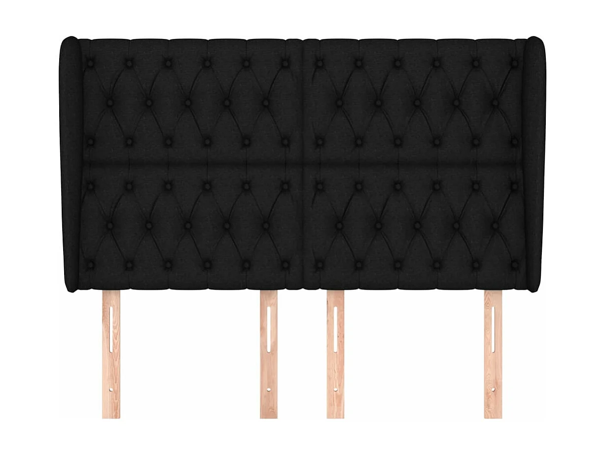 Tête de lit avec oreilles Noir 163x23x118-128 Tissu